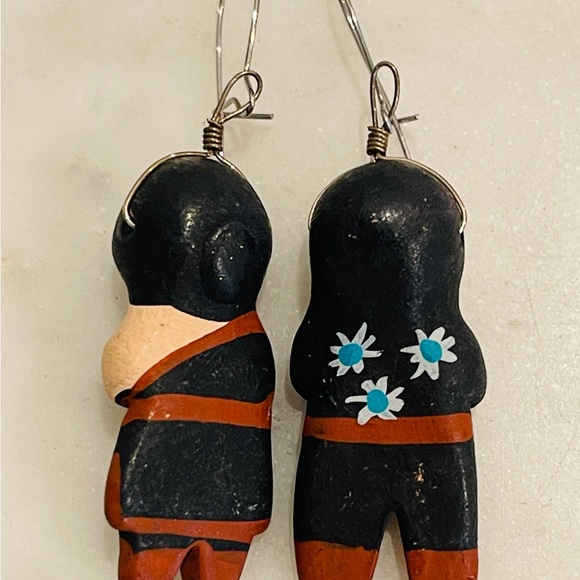 Southwest Clay Figural Boy and Girl Earrings   Vintage - Picture 5 of 5